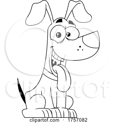 Black and White Cartoon Happy Dog by Hit Toon