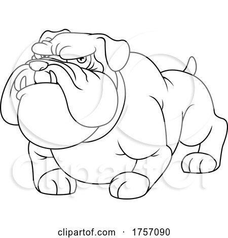 Black and White Cartoon Tough Bulldog by Hit Toon