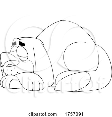 Black and White Cartoon St Bernard Dog Sleeping by Hit Toon