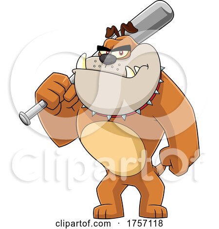Cartoon Tough Bulldog with a Bat by Hit Toon
