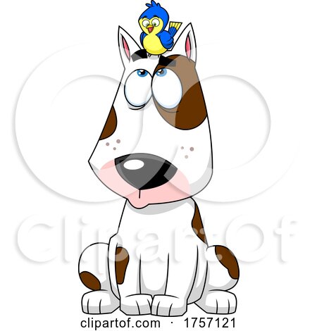 Cartoon Dog with a Bird on Its Head by Hit Toon
