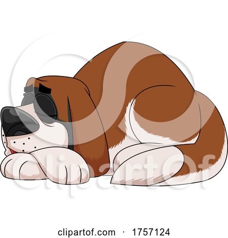 Cartoon St Bernard Dog Sleeping by Hit Toon