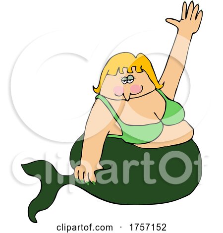 Cartoon Chubby Blond Mermaid Waving by djart