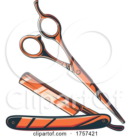 Barber Scissors and Blade by Vector Tradition SM