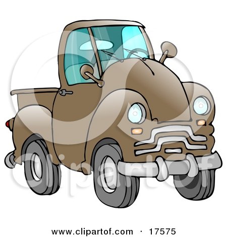 Clipart Illustration of an Old Brown Pickup Truck by djart