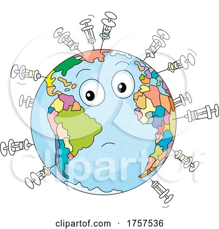 Vaccine Jabbed Planet Earth Mascot by Alex Bannykh