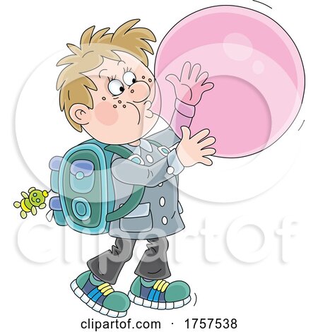 Boy Blowing a Bubble with Chewing Gum by Alex Bannykh