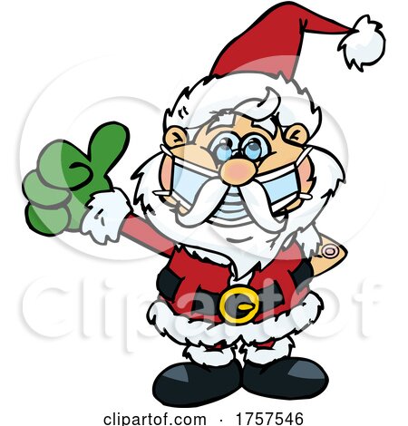Cartoon Masked and Vaccinated Santa Claus Mascot by Dennis Holmes Designs