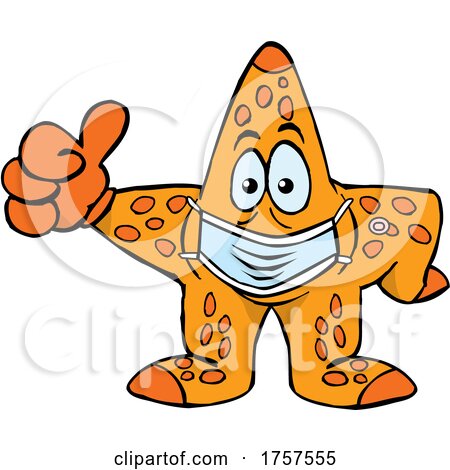 Cartoon Masked and Vaccinated Starfish Mascot by Dennis Holmes Designs