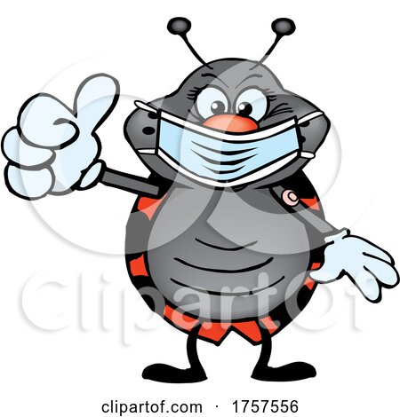 Cartoon Masked and Vaccinated Ladybug Mascot by Dennis Holmes Designs