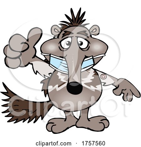 Cartoon Masked and Vaccinated Anteater Mascot by Dennis Holmes Designs