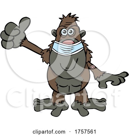 Cartoon Masked and Vaccinated Ape Mascot by Dennis Holmes Designs