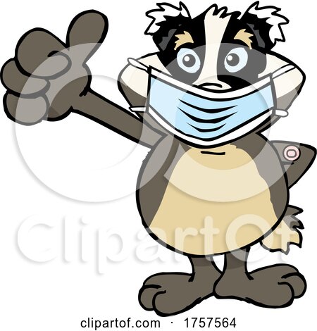 Cartoon Masked and Vaccinated Badger Mascot by Dennis Holmes Designs