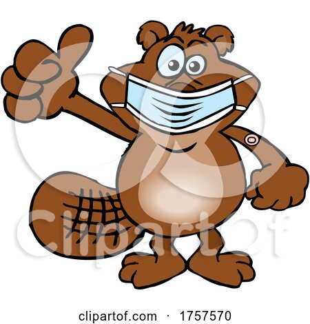 Cartoon Masked and Vaccinated Beaver Mascot by Dennis Holmes Designs