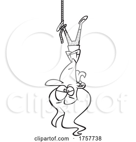 Black and White Cartoon Woman at the End of Her Rope by toonaday