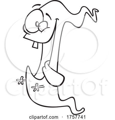 Black and White Cartoon Excited Ghost by toonaday