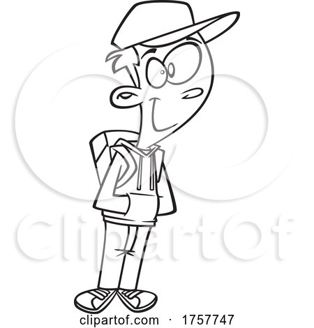 Black and White Cartoon Casual School Boy by toonaday