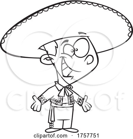 Black and White Cartoon Mexican Boy by toonaday