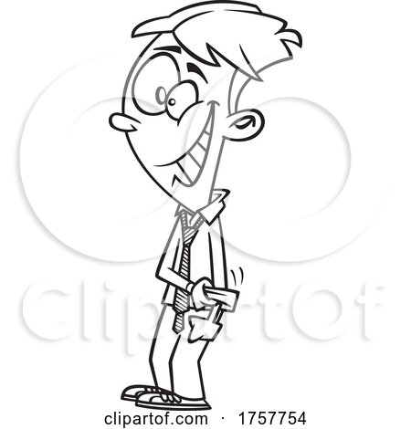 Black and White Cartoon Young Businessman Rolling up His Sleeves by toonaday