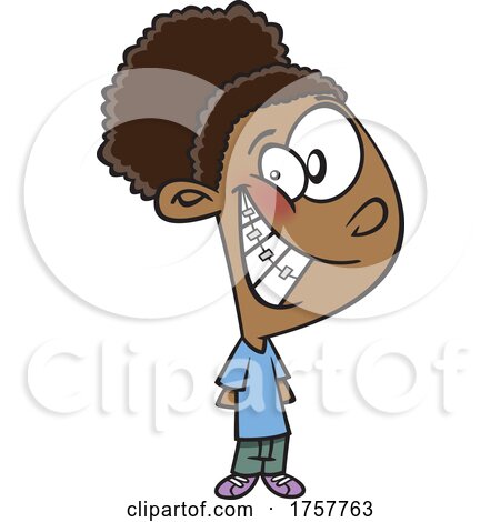 Cartoon Grinning Girl with Braces by toonaday