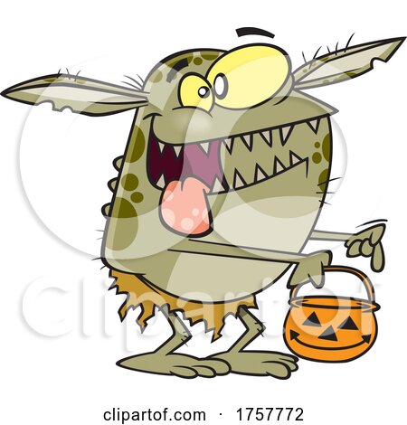 Cartoon Halloween Goblin Trick or Treating by toonaday