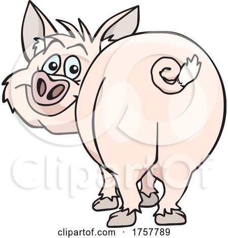 Cartoon Pig Looking Back with His Butt in View by Dennis Holmes Designs