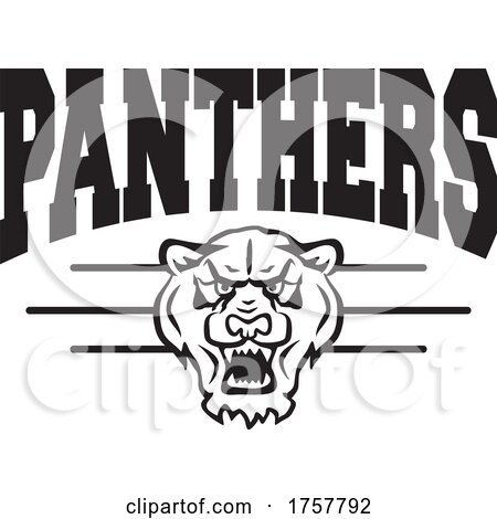 Panther Mascot Head Under PANTHERS Text by Johnny Sajem