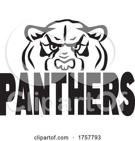 Panther Mascot Head over PANTHERS Text by Johnny Sajem