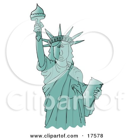 Clipart Ilustration of the Liberty Enlightening the World or Statue of Liberty Holding The Torch Above Her Head by djart