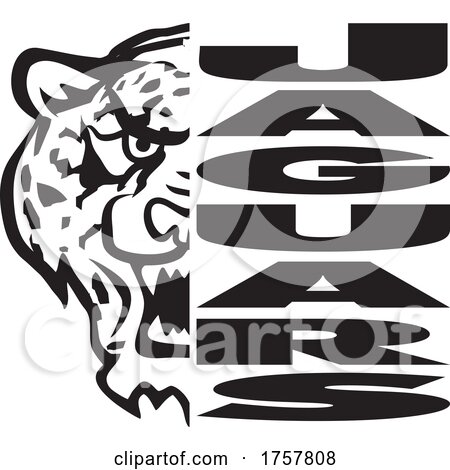 Jaguar Mascot Head Next to JAGUARS Text by Johnny Sajem