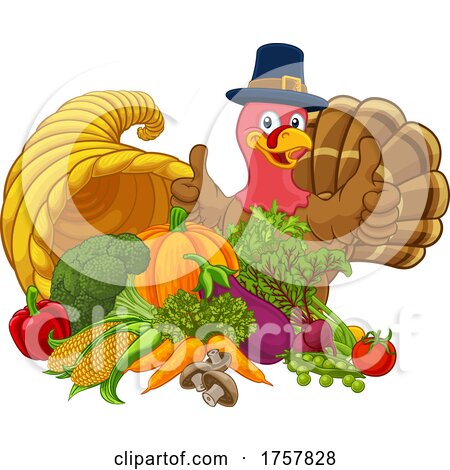 Thanksgiving Turkey Cornucopia Horn of Plenty by AtStockIllustration