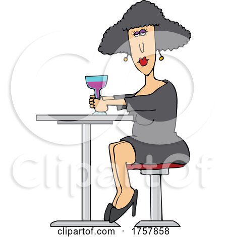 Cartoon Woman Sitting at a Table with Wine by djart