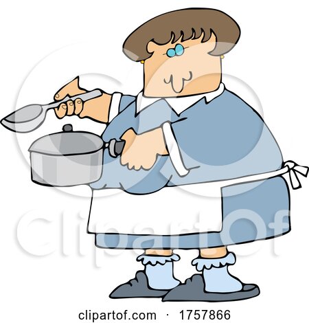 Cartoon Chubby Woman Cooking by djart