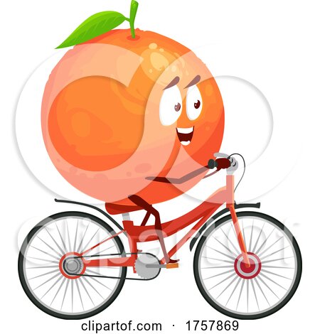 Orange Mascot Riding a Bike by Vector Tradition SM
