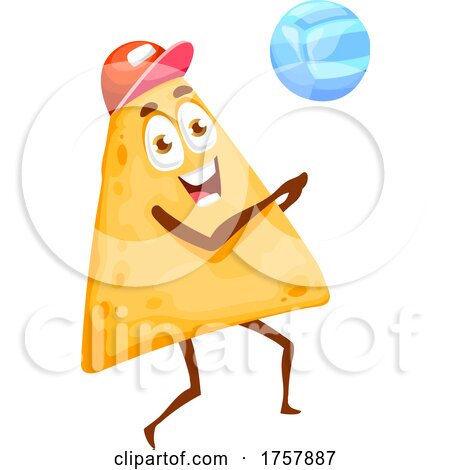 Tortilla Chip Mascot Playing Beach Volleyball by Vector Tradition SM