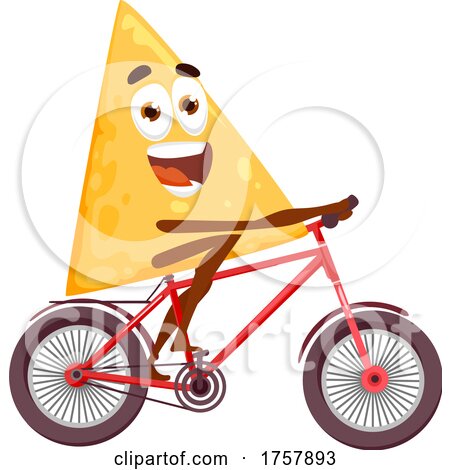 Tortilla Chip Mascot Riding a Bike by Vector Tradition SM