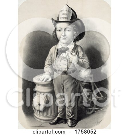 Portrait of a Boy in a Young America Chief Engineer Fireman Hat by JVPD