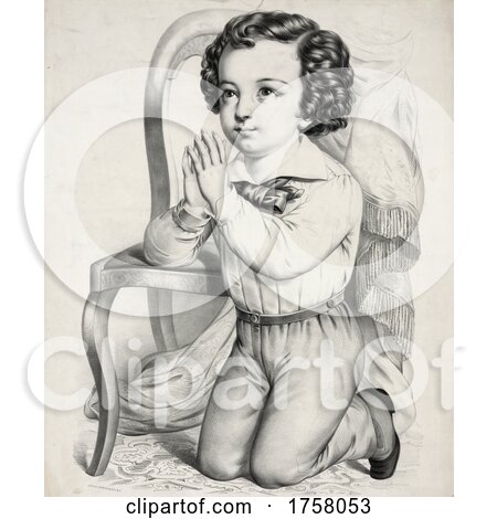 Portrait of a Boy Kneeling in Prayer by JVPD