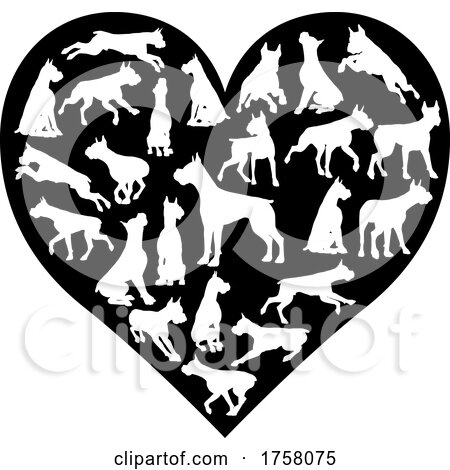 Boxer Dog Heart Silhouette Concept by AtStockIllustration