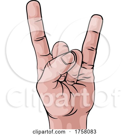 Music Heavy Metal Rock Hand Sign Pop Art Cartoon by AtStockIllustration