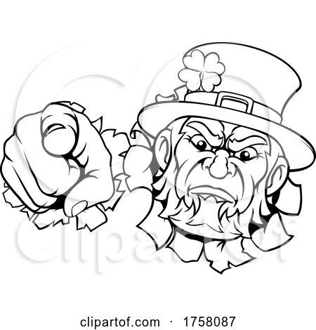 Leprechaun Mascot Cartoon Character Pointing by AtStockIllustration