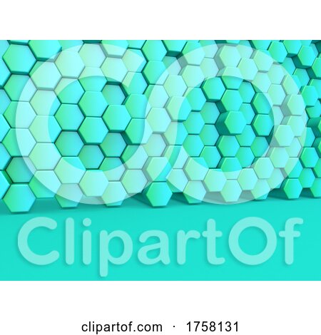 3D Modern Background with Wall of Extruding Hexagons by KJ Pargeter
