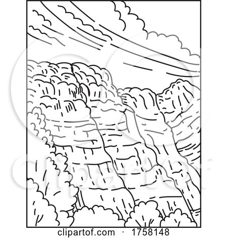 Vermilion Cliffs National Monument in Northern Coconino County Arizona USA Mono Line or Monoline Poster Art Black and White by patrimonio
