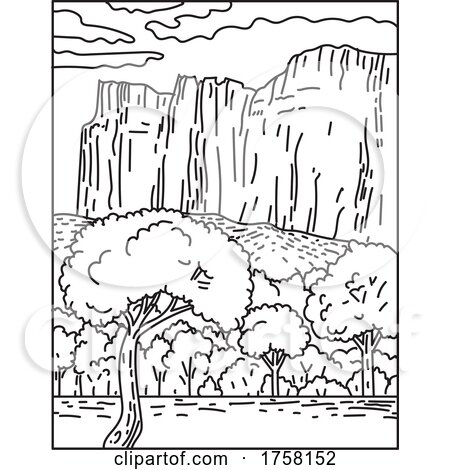 Capitol Reef National Park in South Central Utah USA Mono Line Art ...