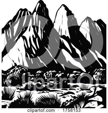 Organ Mountains-Desert Peaks National Monument in Las Cruces New Mexico USA WPA Black and White Art by patrimonio