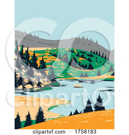 Lake Windeben in Nock Mountains National Park Carinthia Austria Art Deco WPA Poster Art by patrimonio