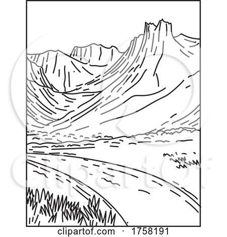 Gates of the Arctic National Park and Preserve in the Brooks Range of Northern Alaska USA Mono Line Art Poster by patrimonio
