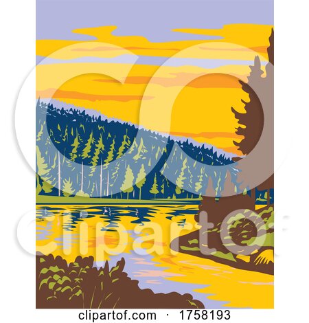 Black Forest National Park with Glacial Cirque Lake near the Ruhestein Southwest Germany Art Deco WPA Poster Art by patrimonio