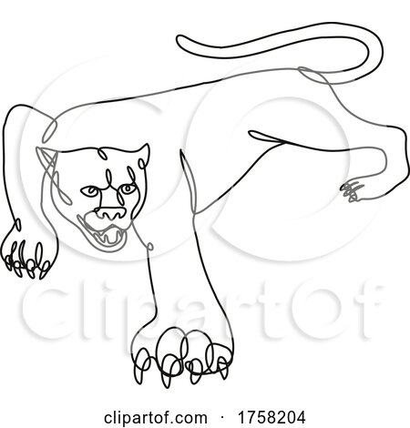 Panther Crouching Continuous Line Drawing by patrimonio