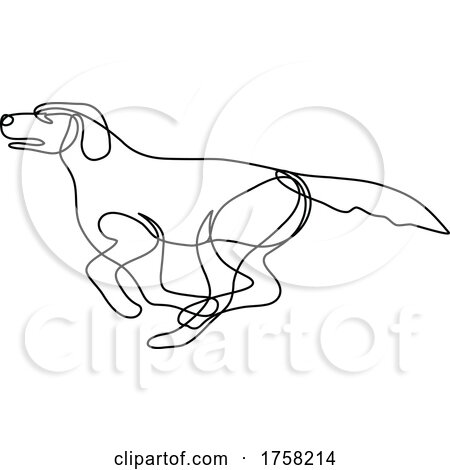 Labrador Retriever Dog Running Side View Continuous Line Drawing by patrimonio